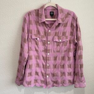 32.Urban Outfitters BDG Women's Large Pink Flannel Waffle Knit Button Down Shirt
